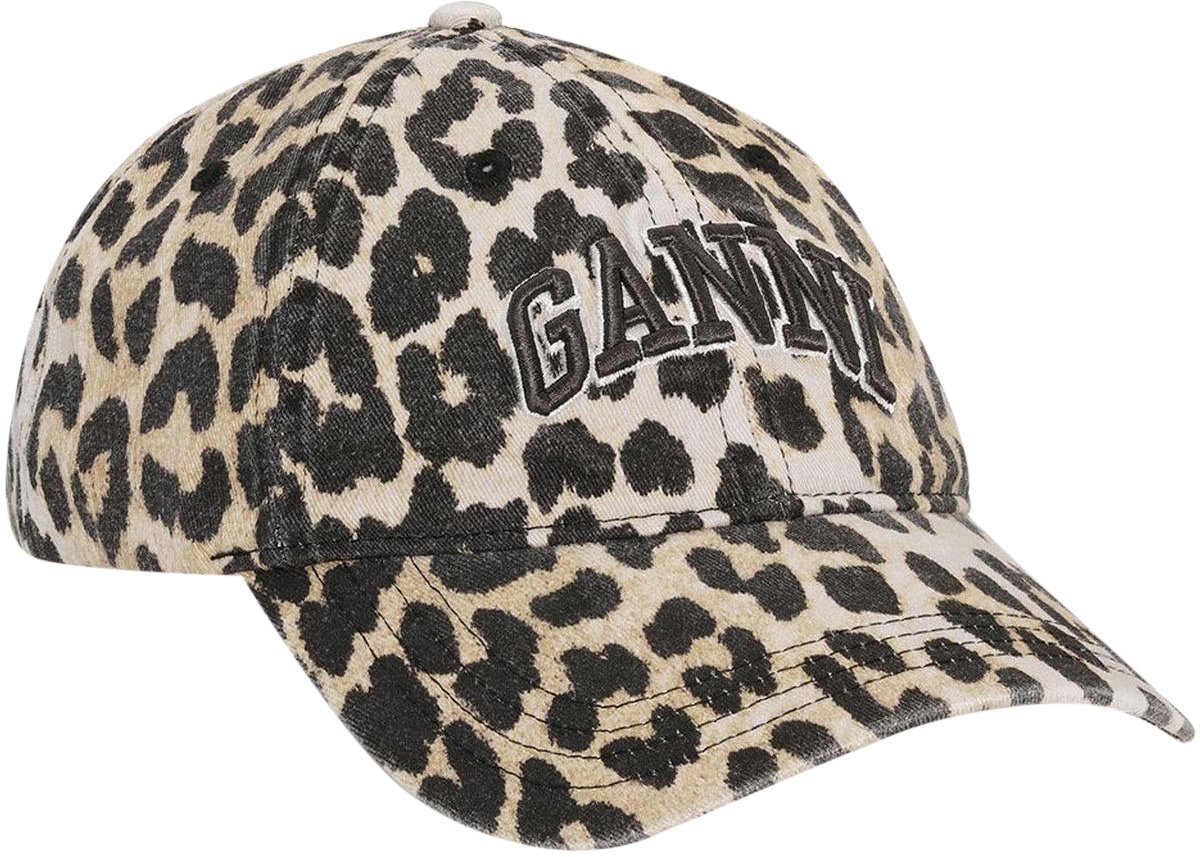 Ganni Dames Cap Hat Leopard Beige