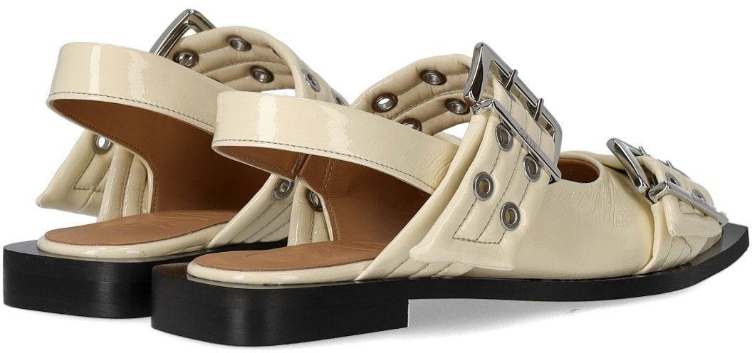 Ganni GANNI EGRET SLINGBACK BALLET FLAT SHOE WITH BUCKLES Wit