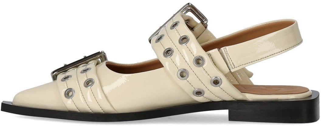 Ganni GANNI EGRET SLINGBACK BALLET FLAT SHOE WITH BUCKLES Wit