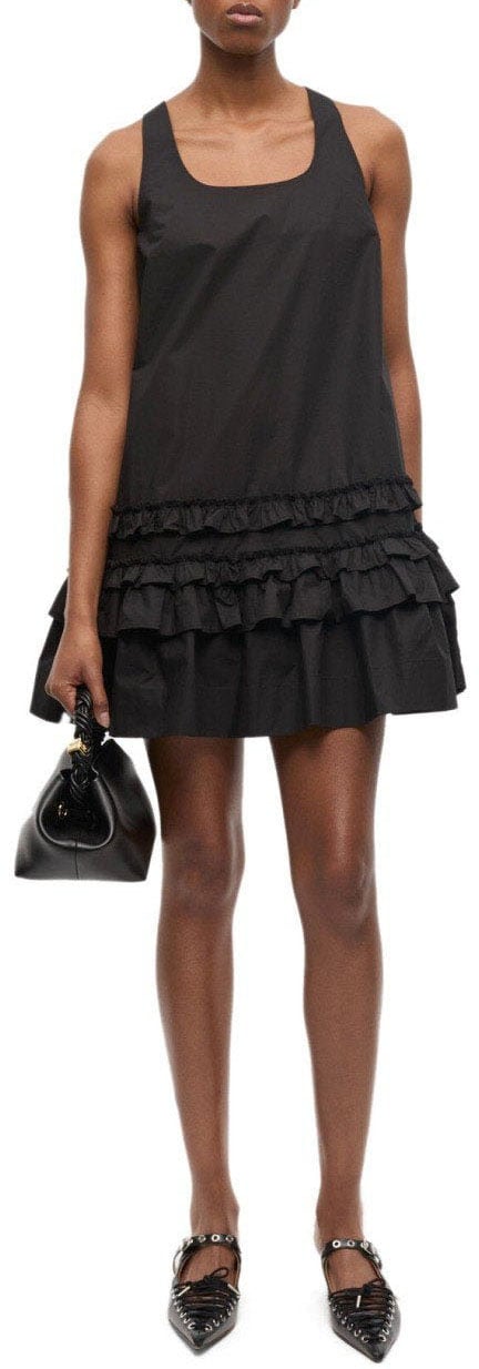 Ganni GANNI RUFFLED DRESS Zwart