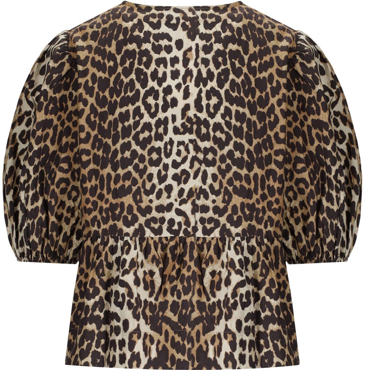 Ganni GANNI PEPLUM ANIMAL PRINT BLOUSE Beige