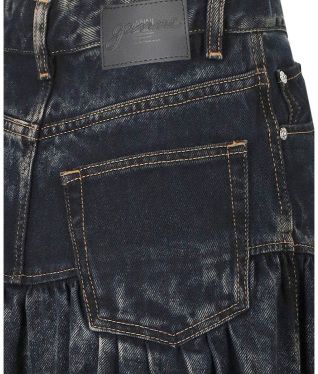 Ganni GANNI WASHED DENIM SKIRT Zwart