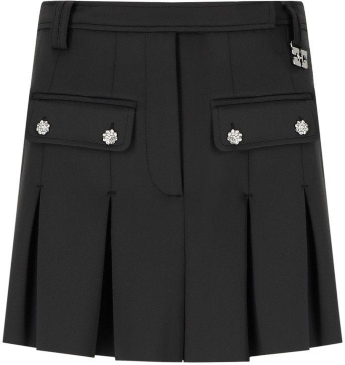 Ganni GANNI PLEATED MINI SKIRT Zwart