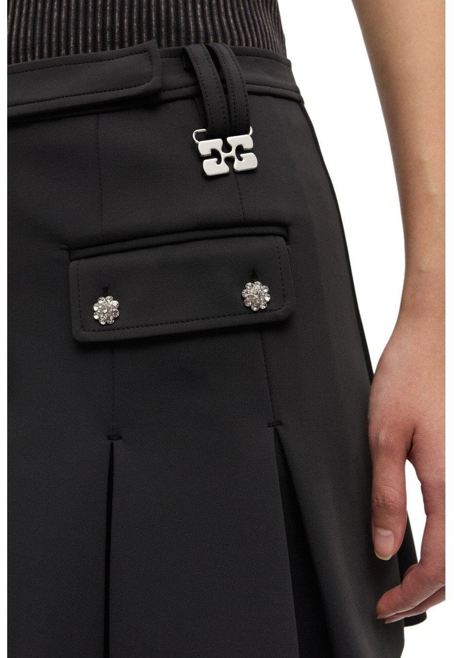 Ganni GANNI PLEATED MINI SKIRT Zwart
