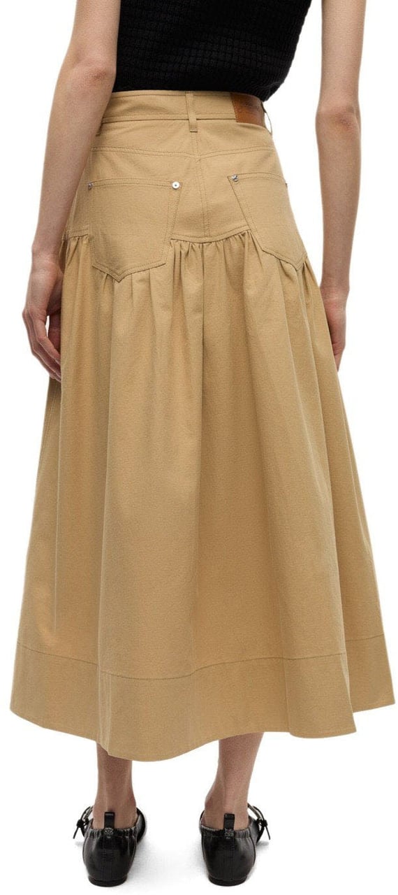 Ganni GANNI MIDI SKIRT Beige