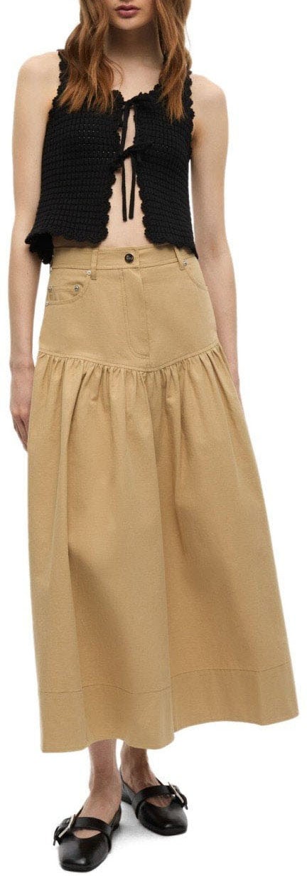 Ganni GANNI MIDI SKIRT Beige