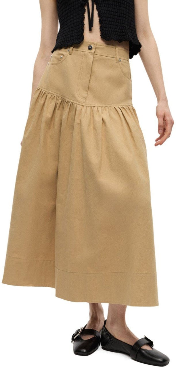 Ganni GANNI MIDI SKIRT Beige