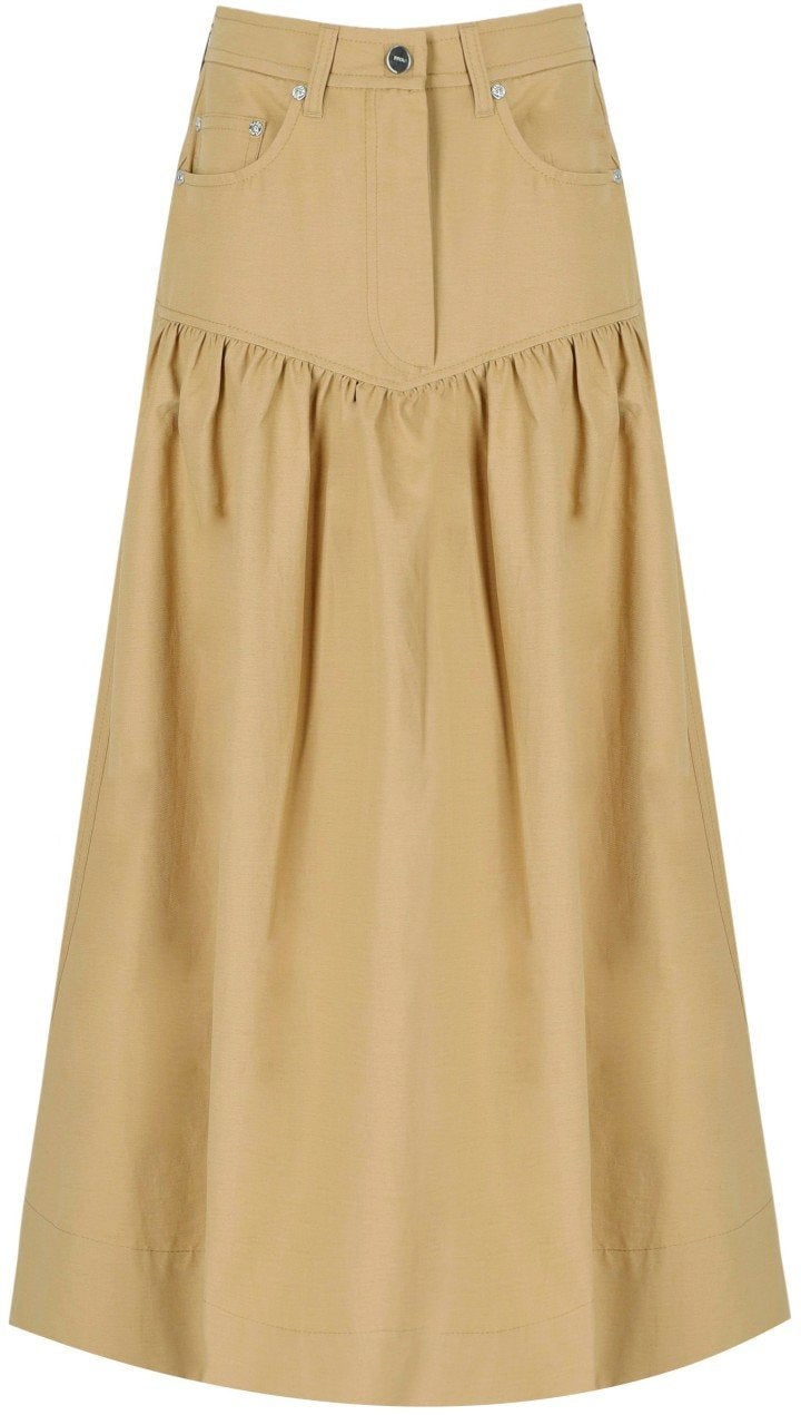 Ganni GANNI MIDI SKIRT Beige