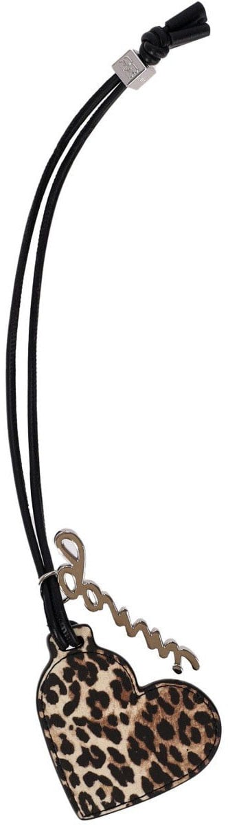 Ganni GANNI BOU HEART LEOPARD PRINT CHARM Bruin
