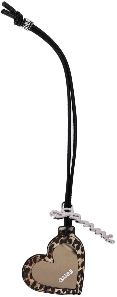 Ganni GANNI BOU HEART LEOPARD PRINT CHARM Bruin