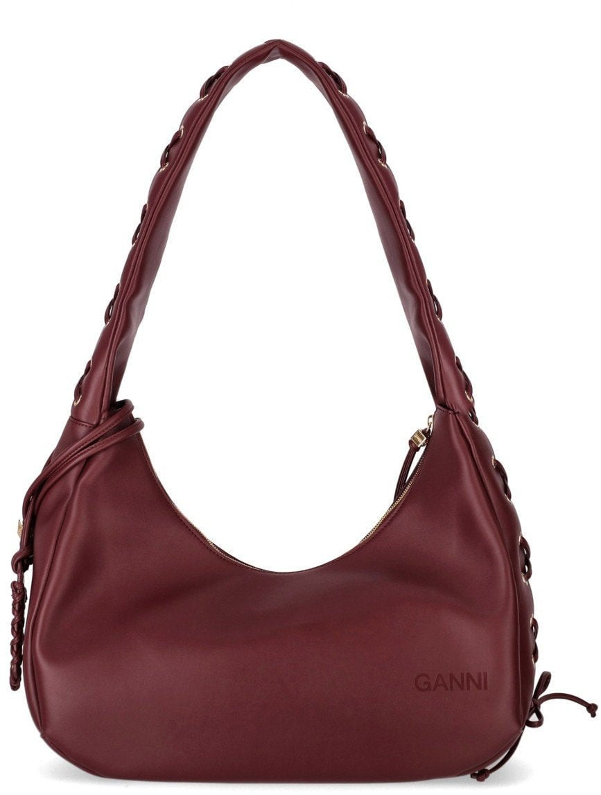 Ganni GANNI BURGUNDY MEDIUM HOBO BAG Rood
