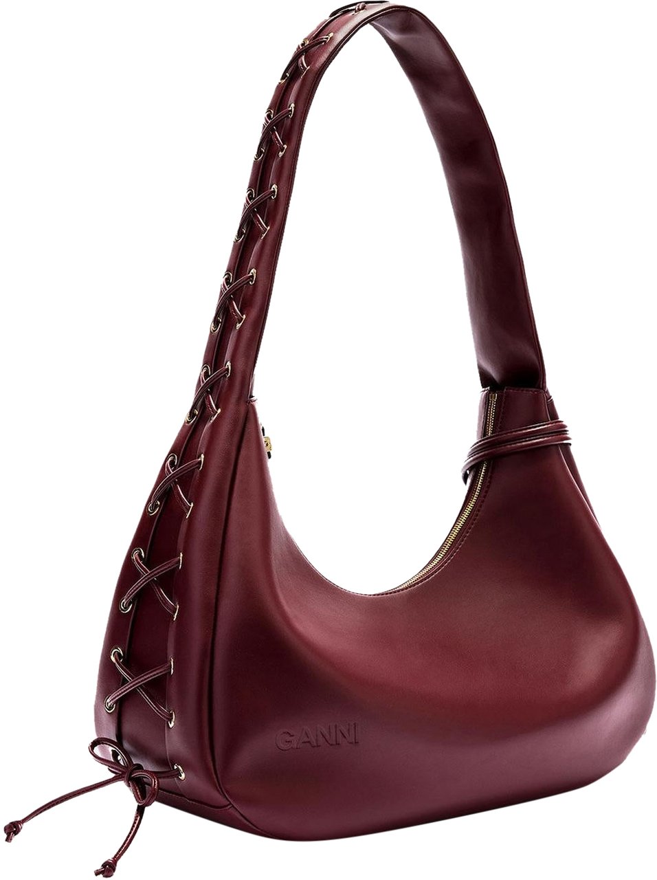 Ganni Dames Medium Laces Hobo Bag Rood
