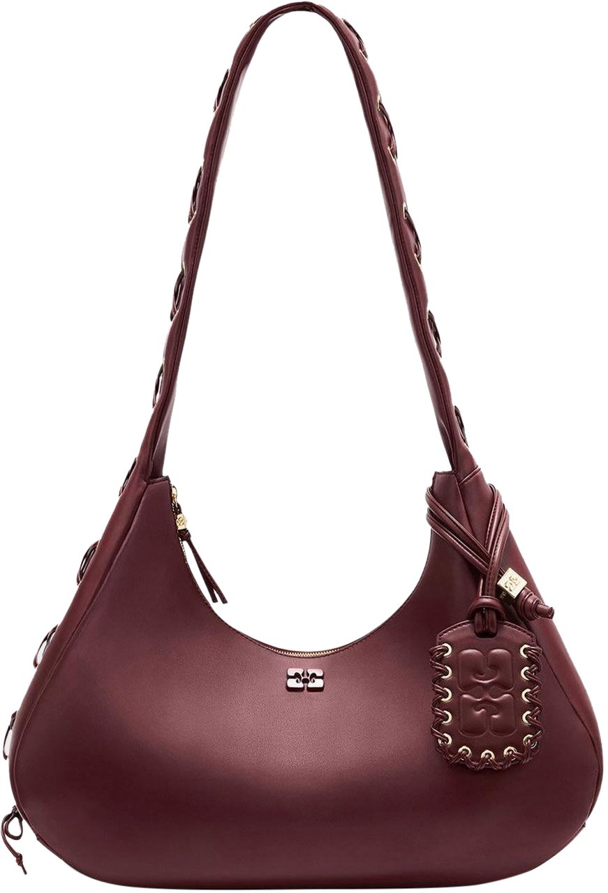 Ganni Dames Medium Laces Hobo Bag Rood