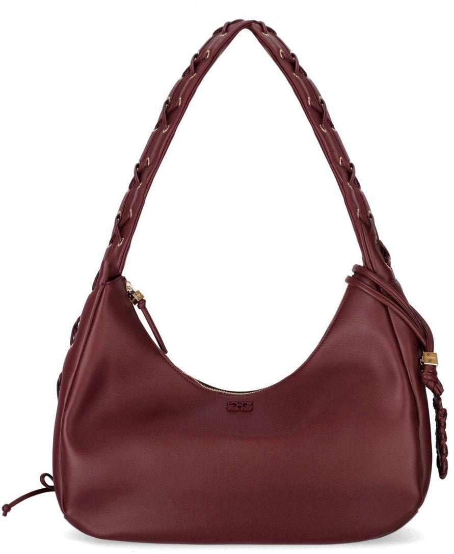 Ganni GANNI BURGUNDY MEDIUM HOBO BAG Rood