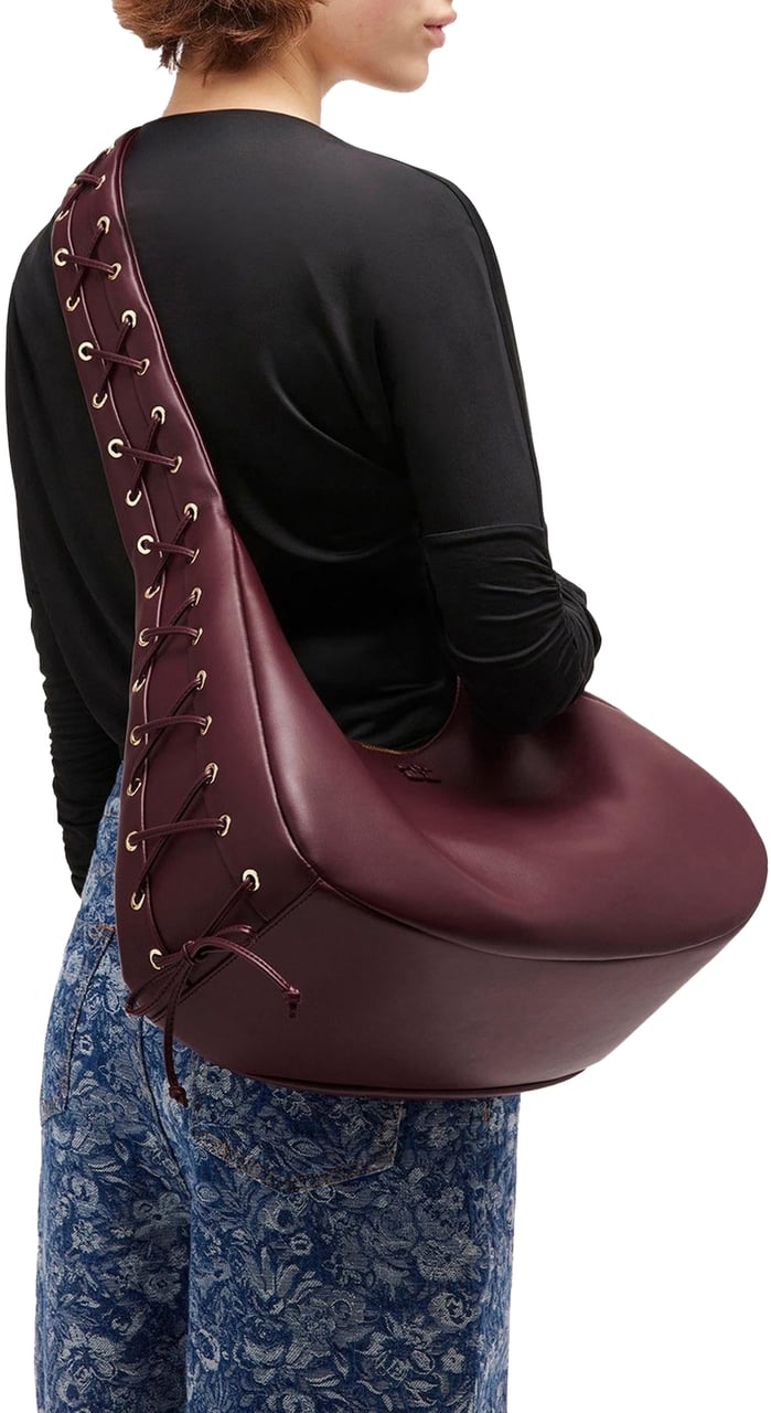 Ganni Dames Medium Laces Hobo Bag Rood