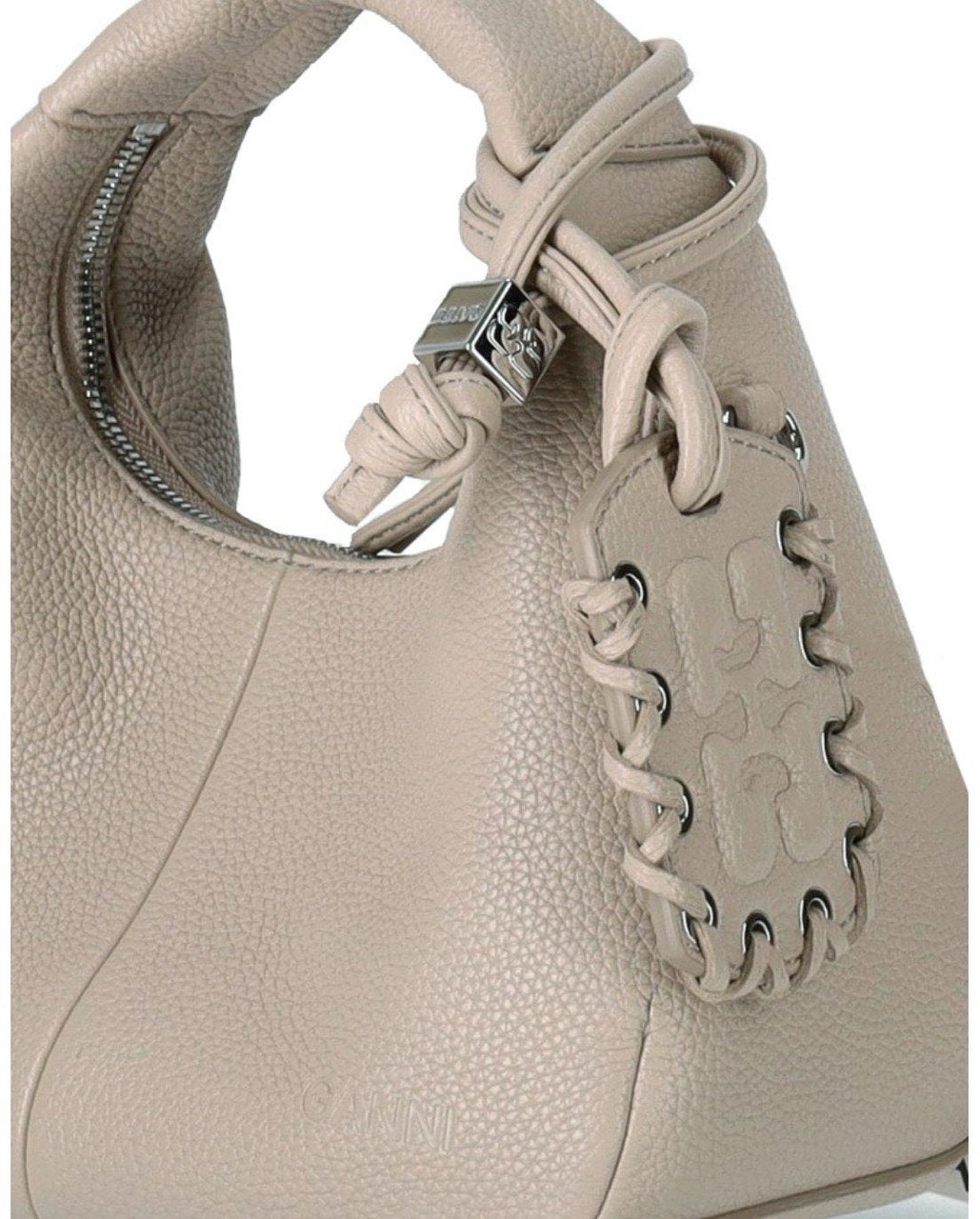 Ganni Dames Hobo Mini Grained Beige