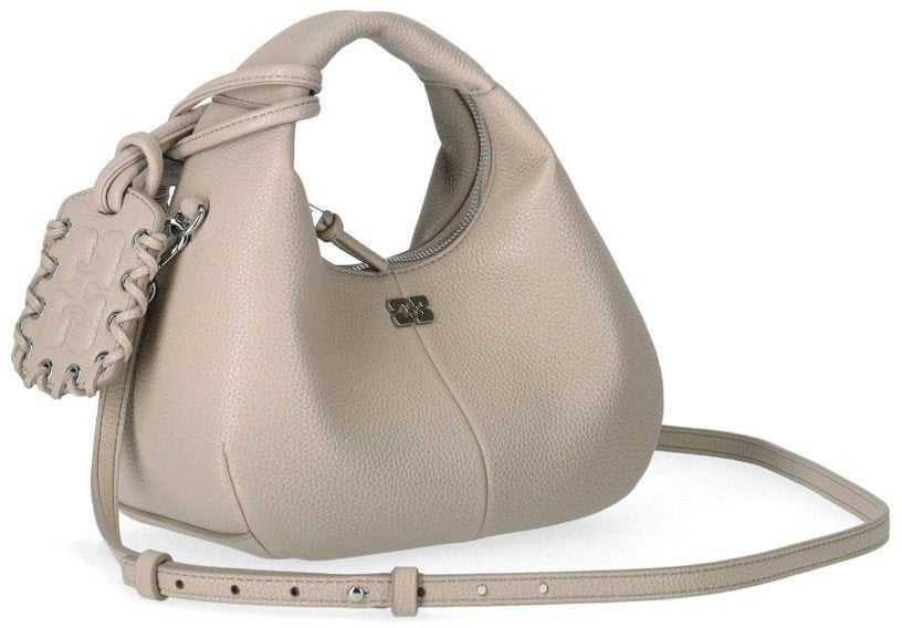 Ganni Dames Hobo Mini Grained Beige