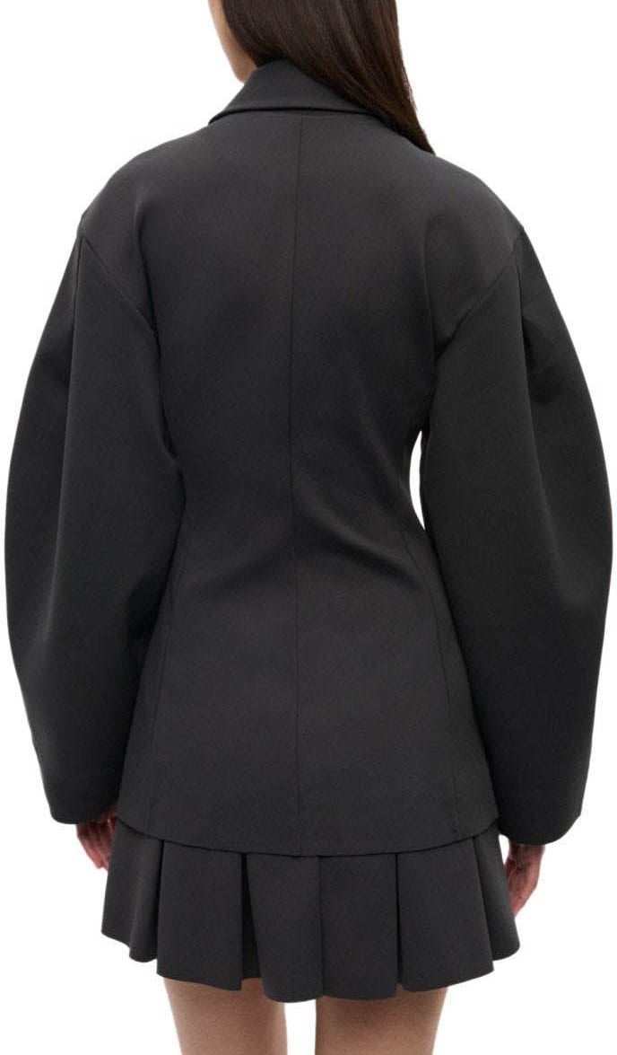 Ganni GANNI SINGLE-BREASTED SCUBA BLAZER Zwart
