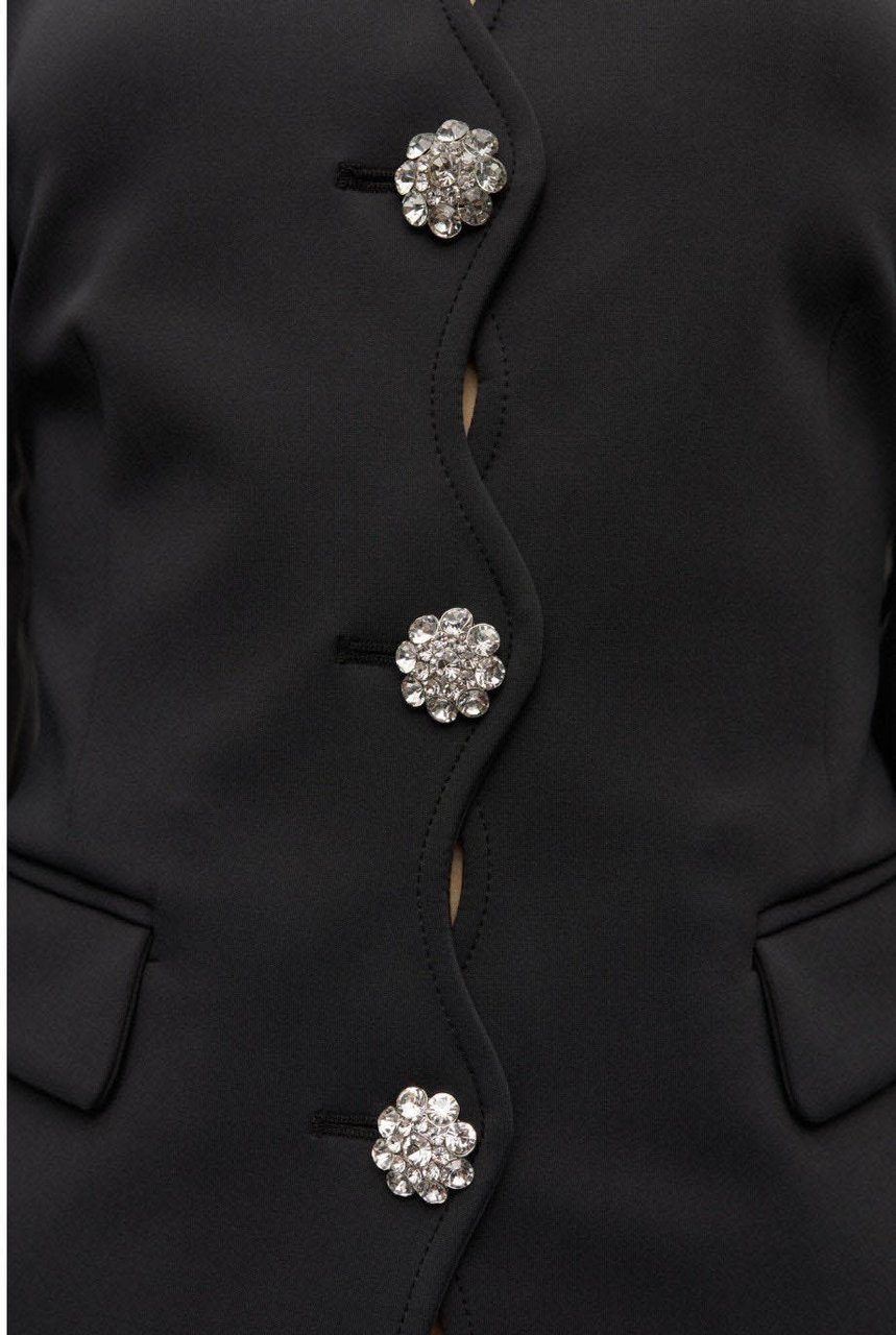 Ganni GANNI SINGLE-BREASTED SCUBA BLAZER Zwart