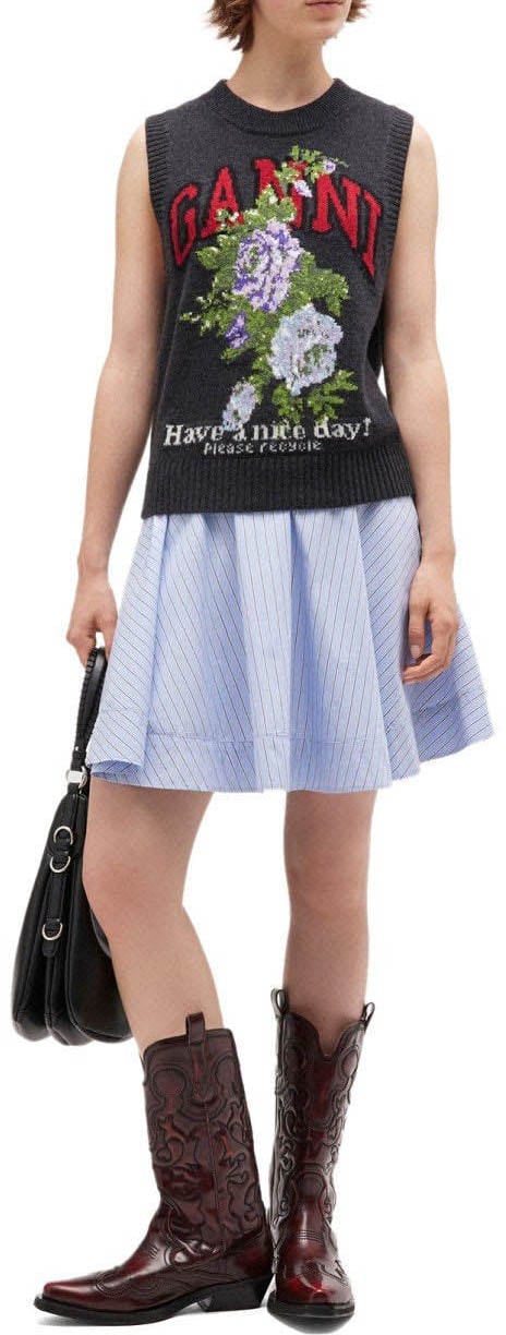 Ganni GANNI FLOWERS GREY VEST Grijs