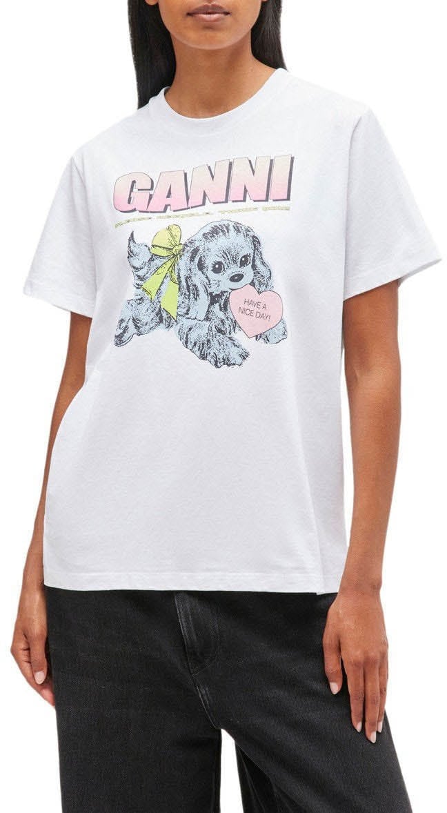 Ganni GANNI PUPPY T-SHIRT Wit