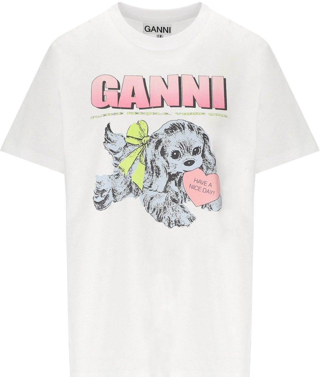 Ganni GANNI PUPPY T-SHIRT Wit
