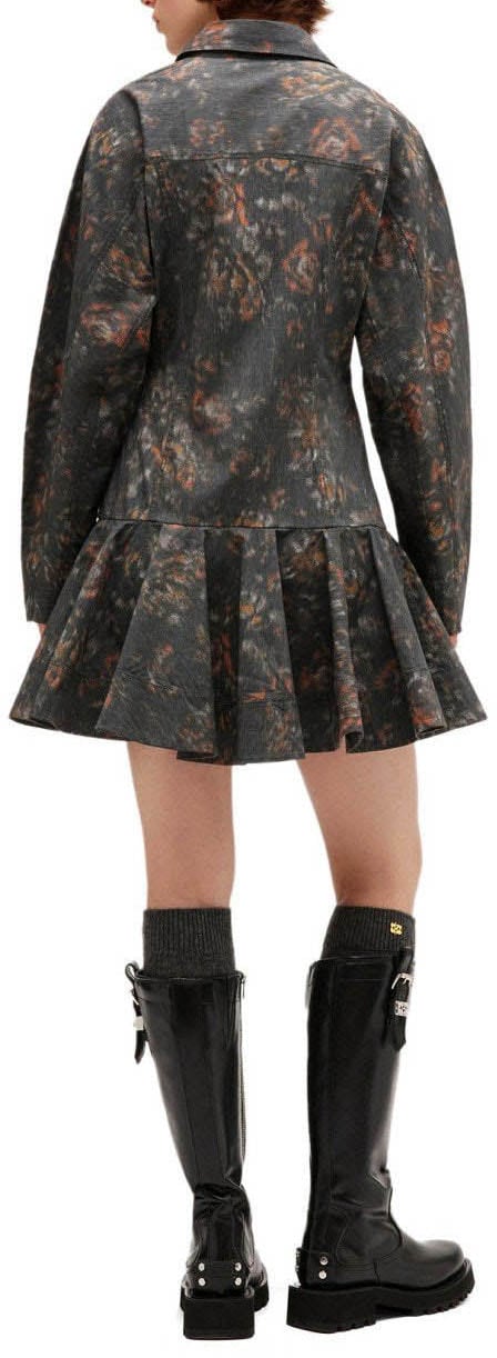 Ganni GANNI PHANTOM FLORAL DRESS Grijs