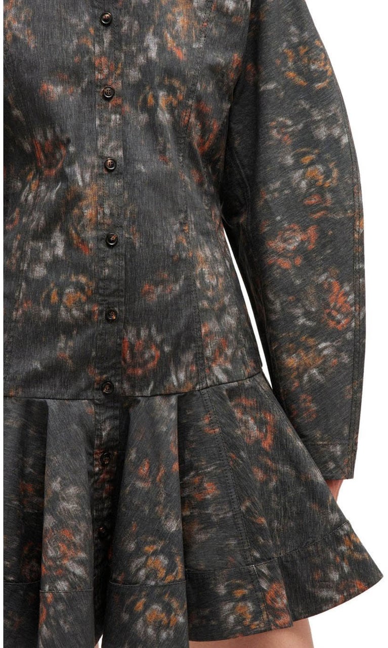 Ganni GANNI PHANTOM FLORAL DRESS Grijs