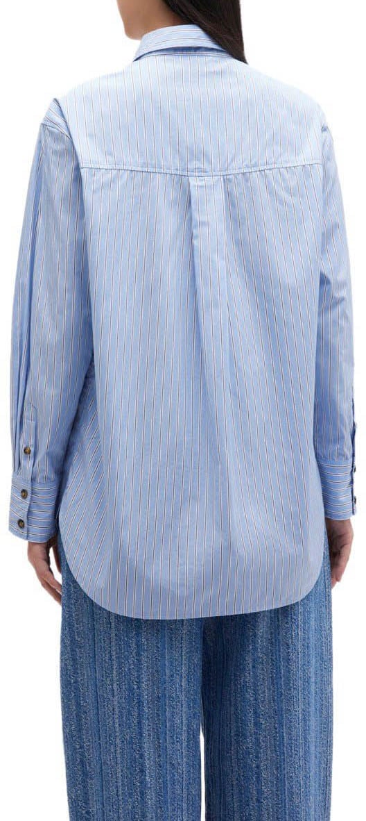 Ganni GANNI FLOWERS LIGHT BLUE SHIRT Lichtblauw