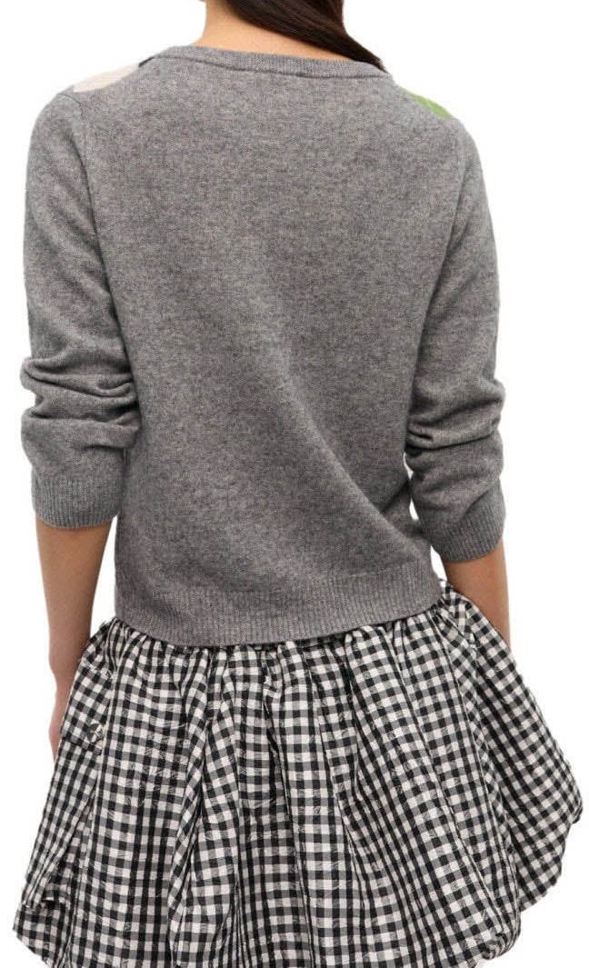 Ganni GANNI GREY DIAMOND CARDIGAN Grijs
