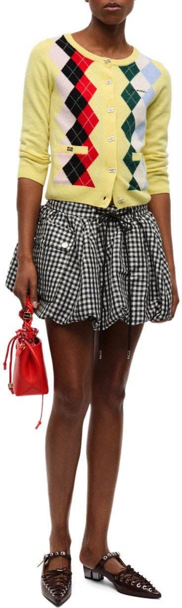 Ganni GANNI DIAMOND CARDIGAN Geel