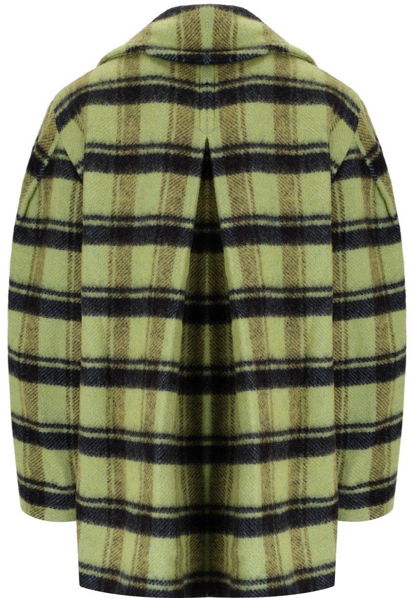 Ganni GANNI LIME SHERBET DOUBLE-BREASTED COAT Groen