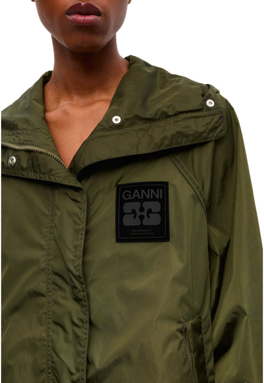 Ganni GANNI HOODED JACKET Groen