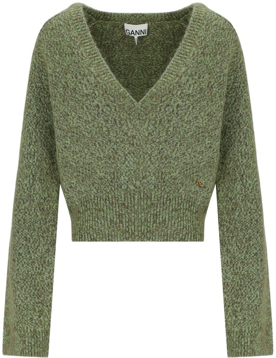 Ganni GANNI MELANGE SWEATER Groen