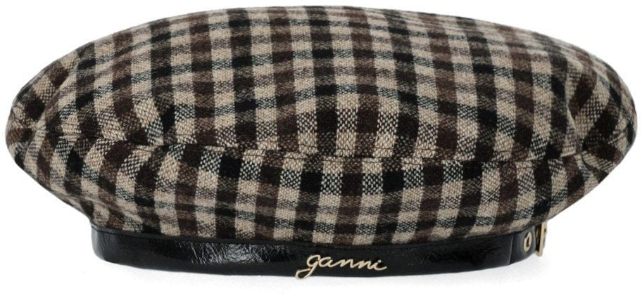 Ganni GANNI COFFEE CHECK BERET Bruin