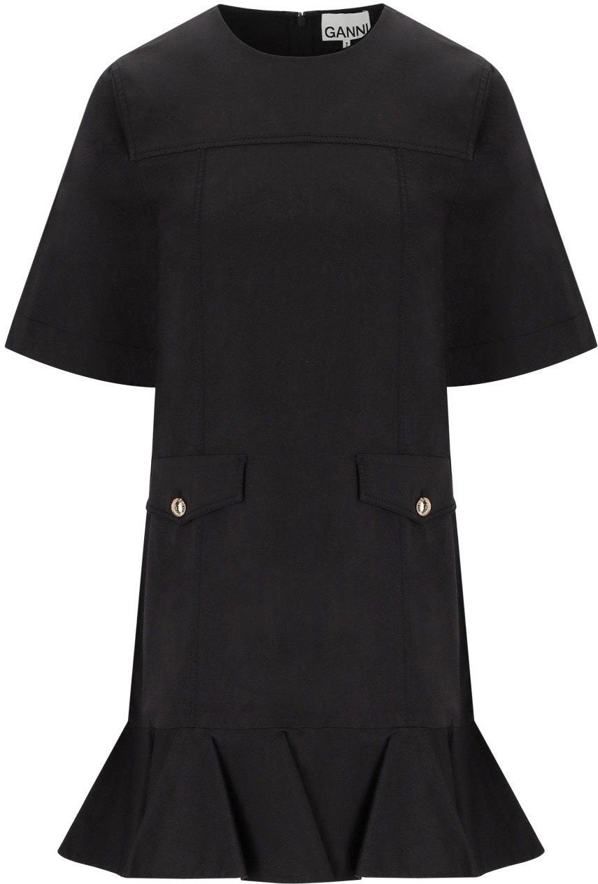 Ganni GANNI STRETCH MINI DRESS Zwart