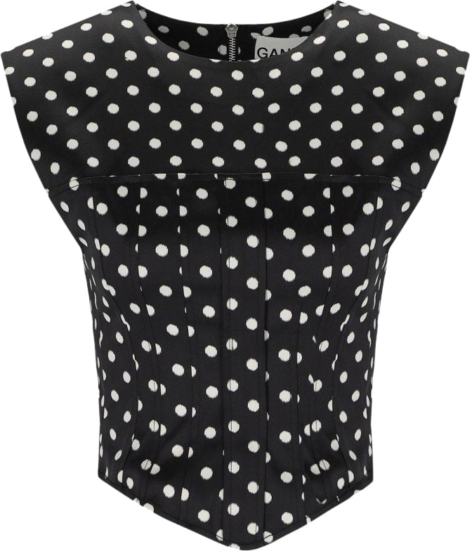 Ganni GANNI POLKA-DOT CORSET TOP Zwart