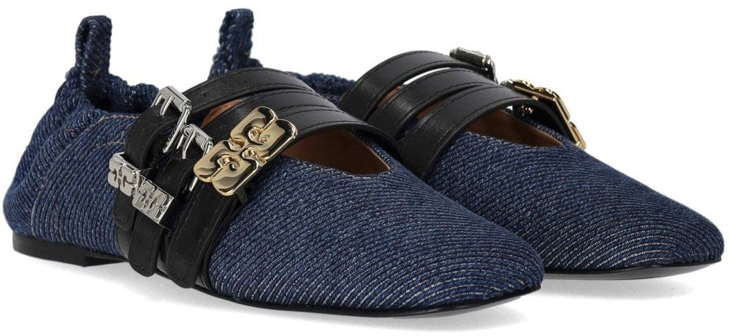 Ganni GANNI SUE TRIPLE DENIM BALLET FLAT SHOE Blauw