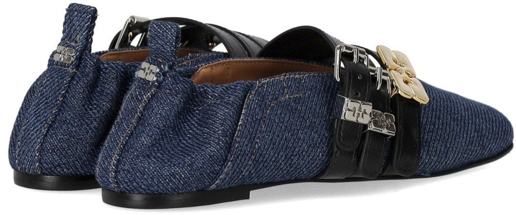 Ganni GANNI SUE TRIPLE DENIM BALLET FLAT SHOE Blauw