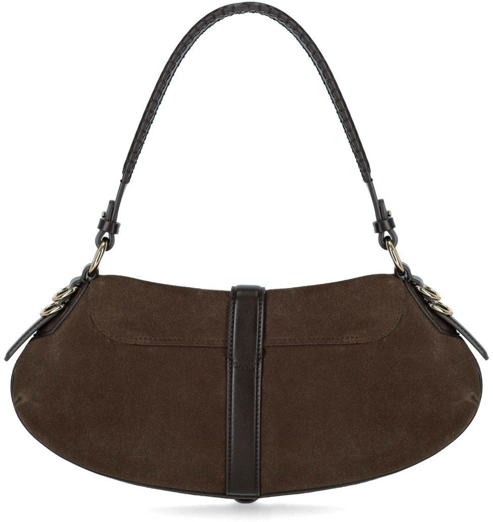 Ganni GANNI KAT CHICORY COFFEE BAGUETTE BAG Bruin