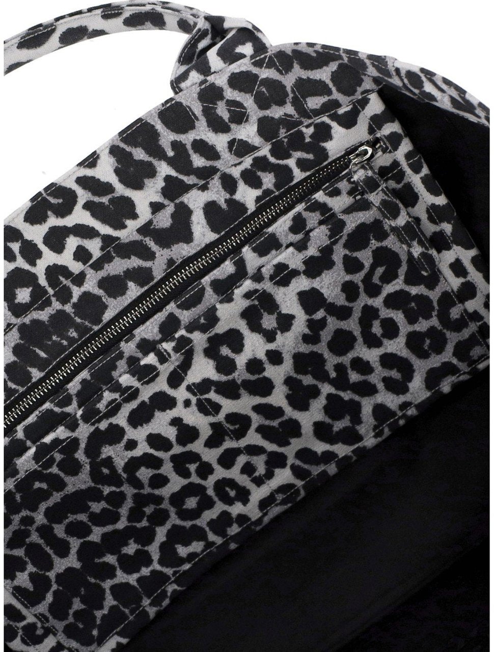 Ganni GANNI LEOPARD PRINT GREY SHOPPING BAG Zilver