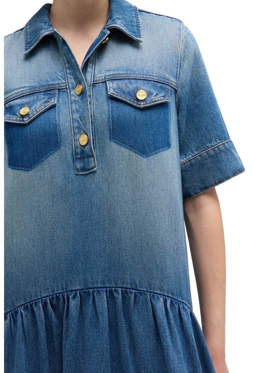 Ganni GANNI DENIM SHIRT DRESS Blauw
