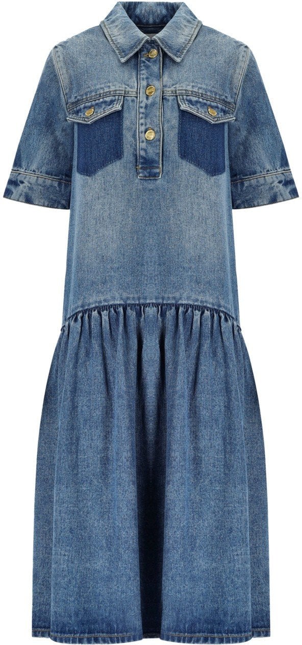 Ganni GANNI DENIM SHIRT DRESS Blauw
