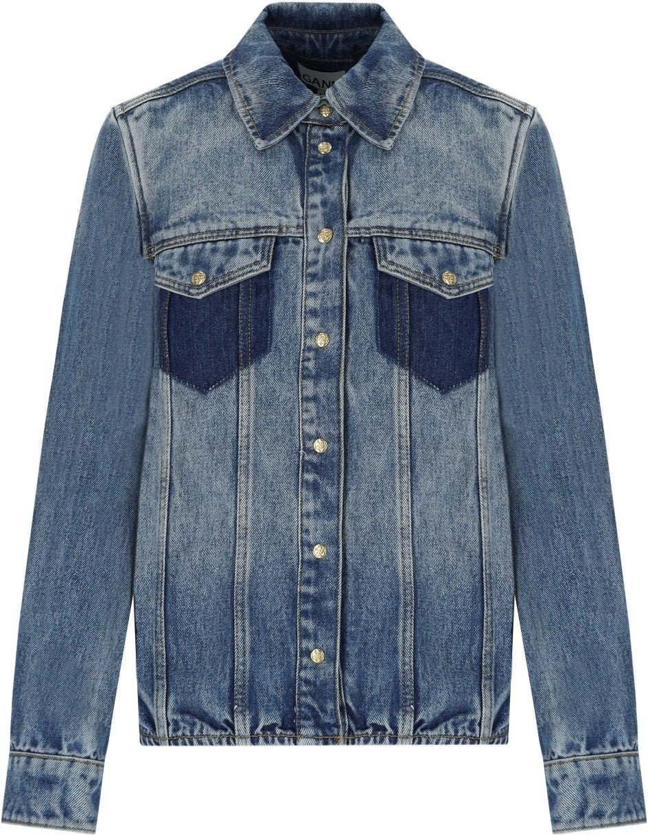 Ganni GANNI DENIM SHIRT Blauw