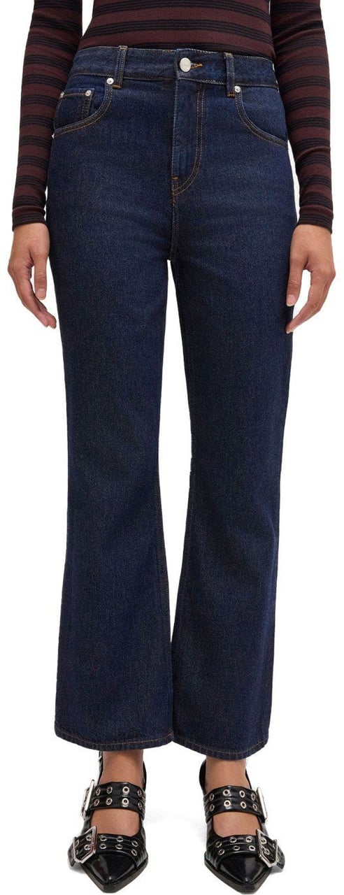 Ganni GANNI BETZY DARK CROPPED BOOTCUT JEANS Blauw