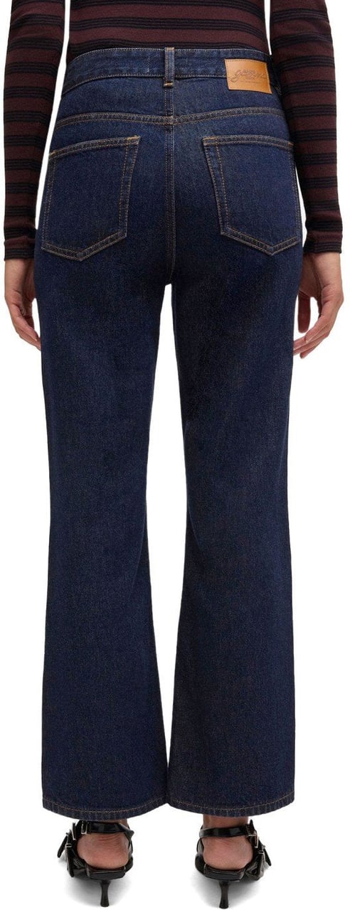 Ganni GANNI BETZY DARK CROPPED BOOTCUT JEANS Blauw