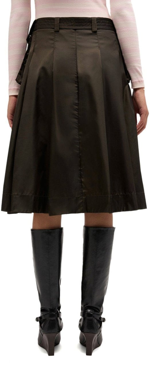 Ganni GANNI NYLON MIDI SKIRT Bruin