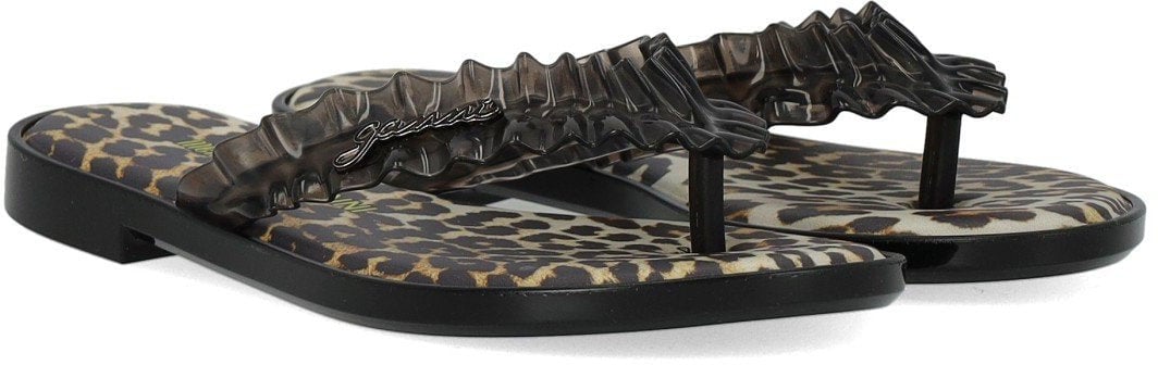 GANNI ANIMAL PRINT FLIP-FLOPS Zwart