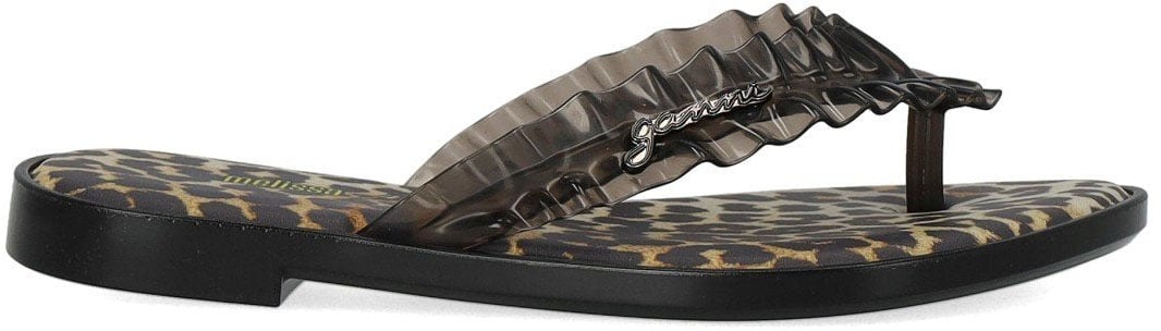 GANNI ANIMAL PRINT FLIP-FLOPS Zwart