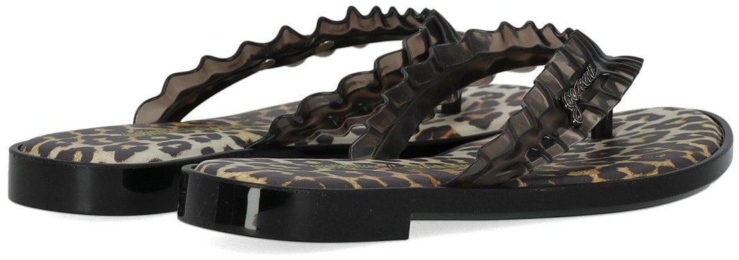 GANNI ANIMAL PRINT FLIP-FLOPS Zwart